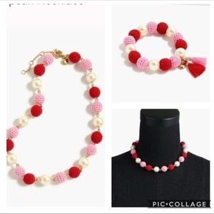 NWT J Crew Pearl & Crochet Bead Necklace & bracelet​